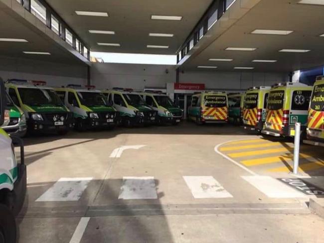 Ambulance ramping at Flinders Medical Centre in June.