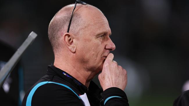 Ken Hinkley isn’t feeling any pressure. (Photo by James Elsby/AFL Photos via Getty Images)