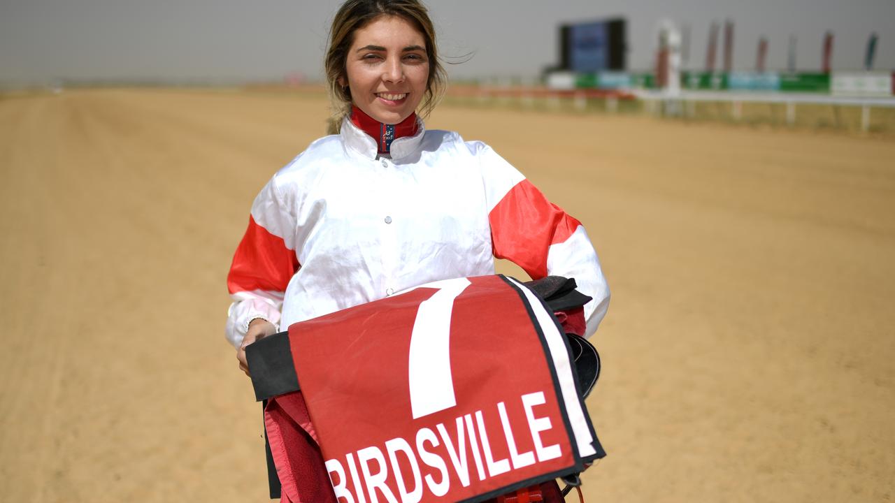 Jockey Dakota Graham won two of her five races at Birdsville races on Saturday Picture: AAP Image/Dan Peled.