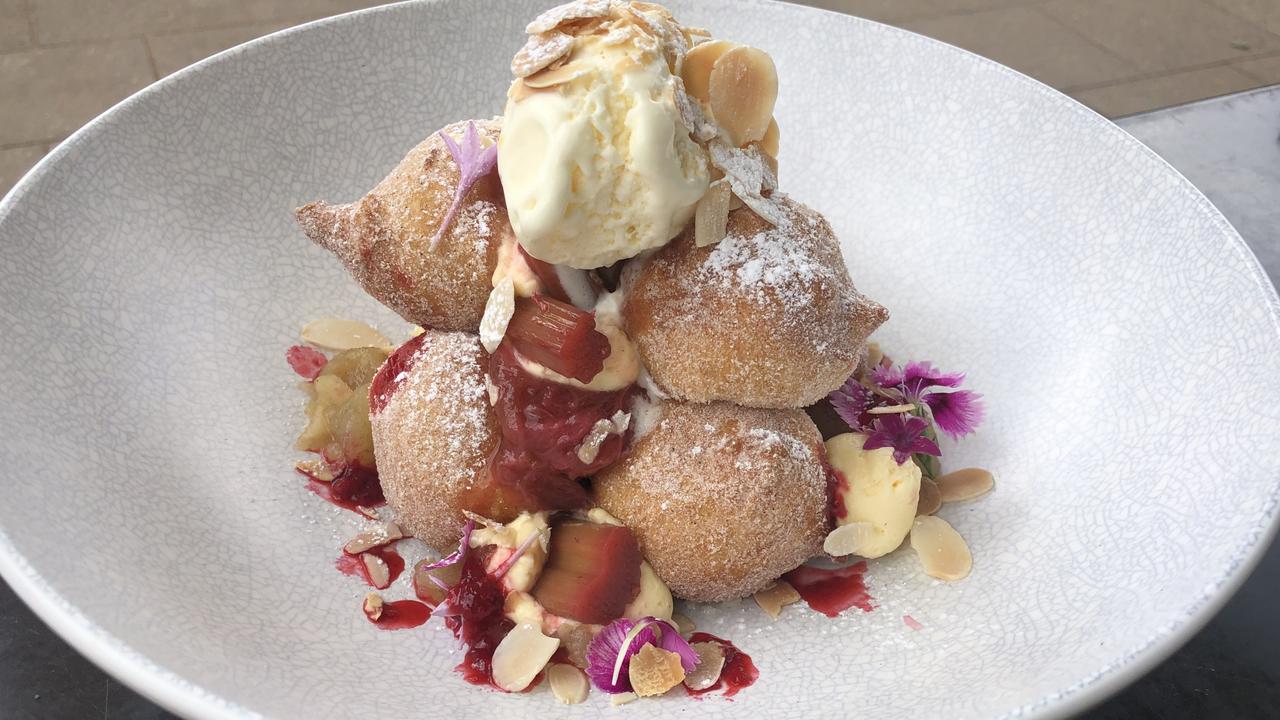 The brioche doughnuts with rhubarb and custard at Emeraude, Hampton.