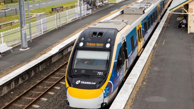 A train on the line from the Gold Coast to Brisbane.