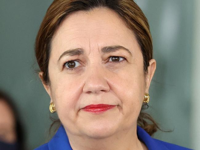 Premier Annastacia Palaszczuk, Brisbane Convention and Exhibition Centre Vaccination Hub, South Brisbane. Picture: Liam Kidston