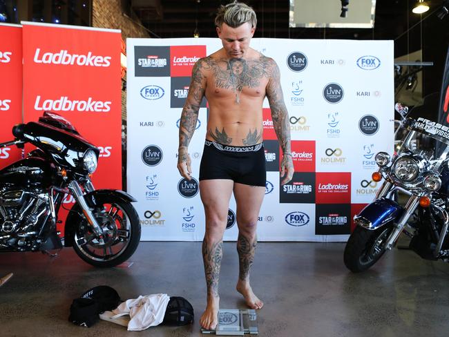 Todd Carney weighs in for Friday’s charity fight night.