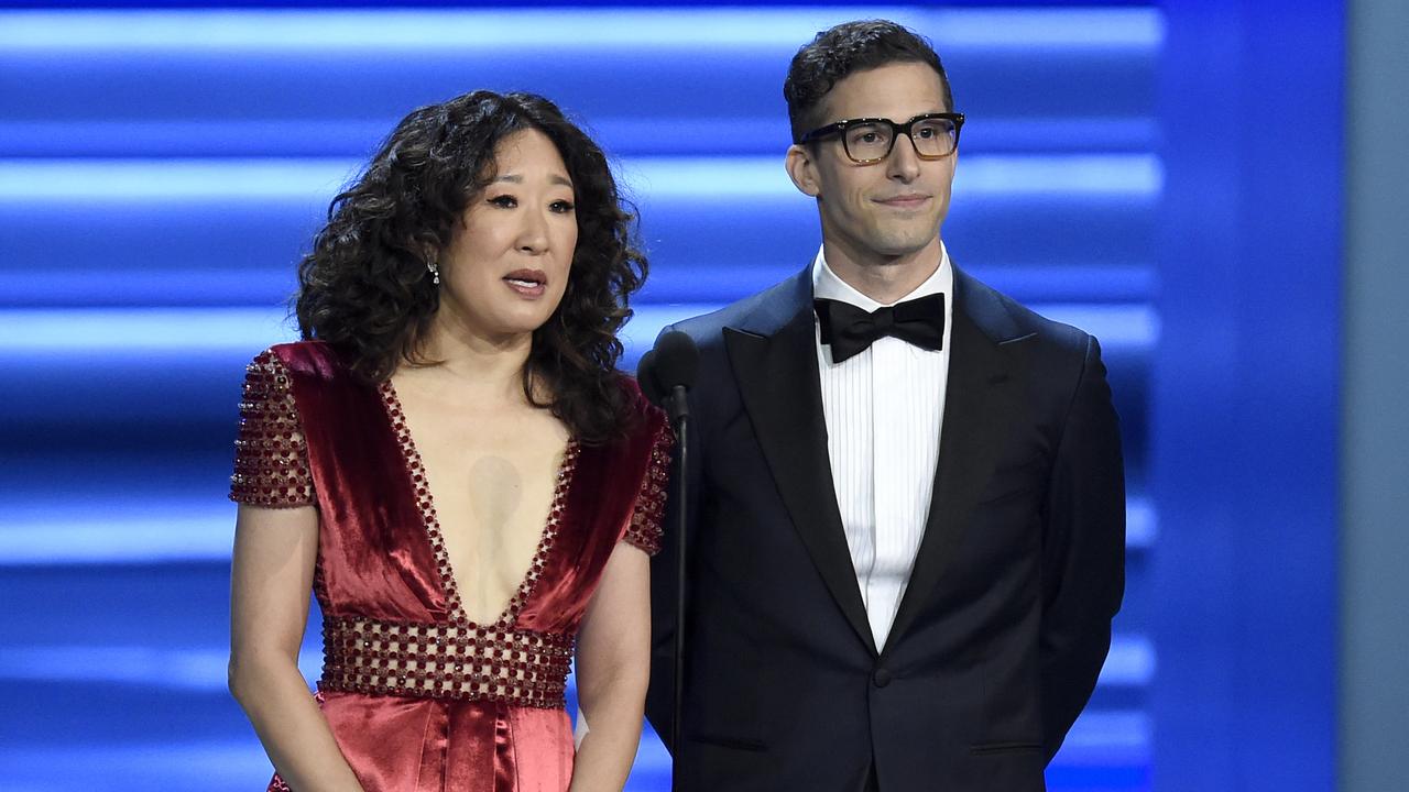 Sandra Oh and Andy Samberg. Picture: Chris Pizzello/Invision/AP