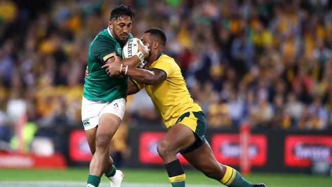 Bundee Aki featured during Ireland’s historics win over the Wallabies in Australia in 2018.