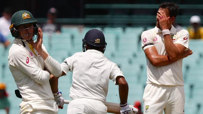 Mitchell Starc took only one wicket in 18 overs on day one. Picture: AFP
