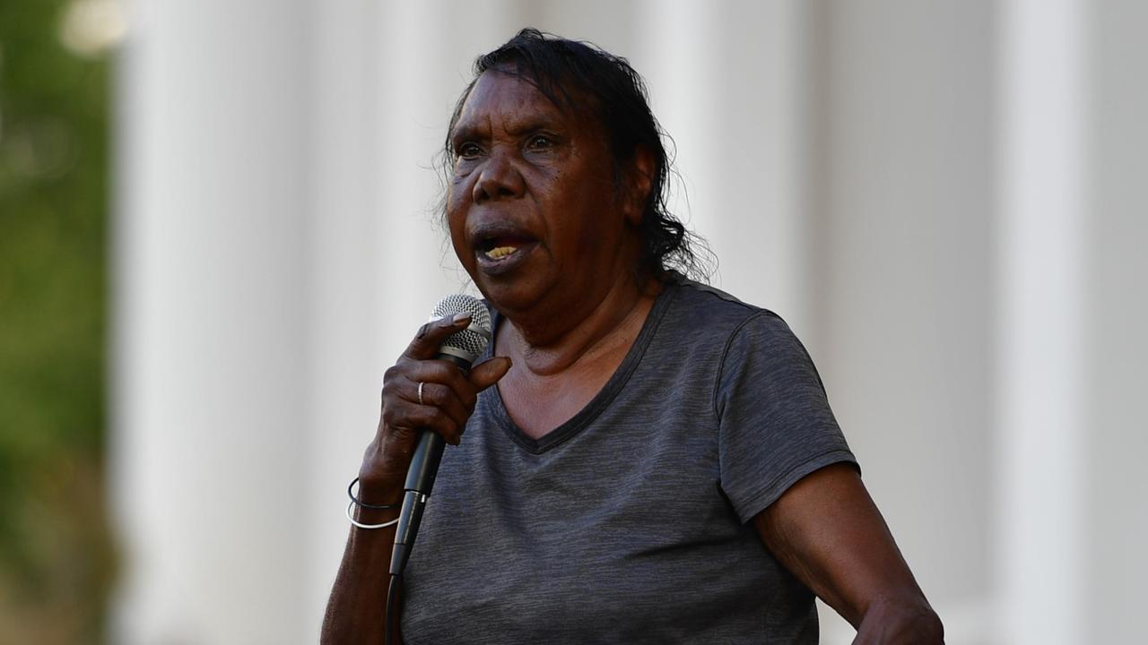 Warlpiri community leader Valerie Napaljarri Martin spoke during the vigil. Picture: Zizi Averill