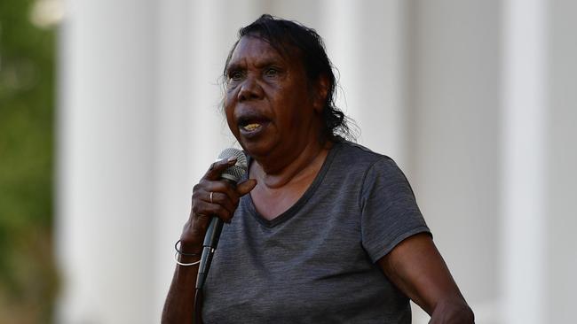 Warlpiri community leader Valerie Napaljarri Martin spoke during the vigil. Picture: Zizi Averill