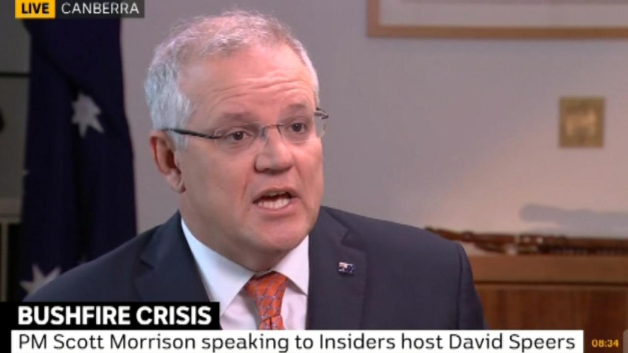 Scott Morrison talks to David Speers about the bushfires and his party’s climate change policy this morning. Picture: News Corp