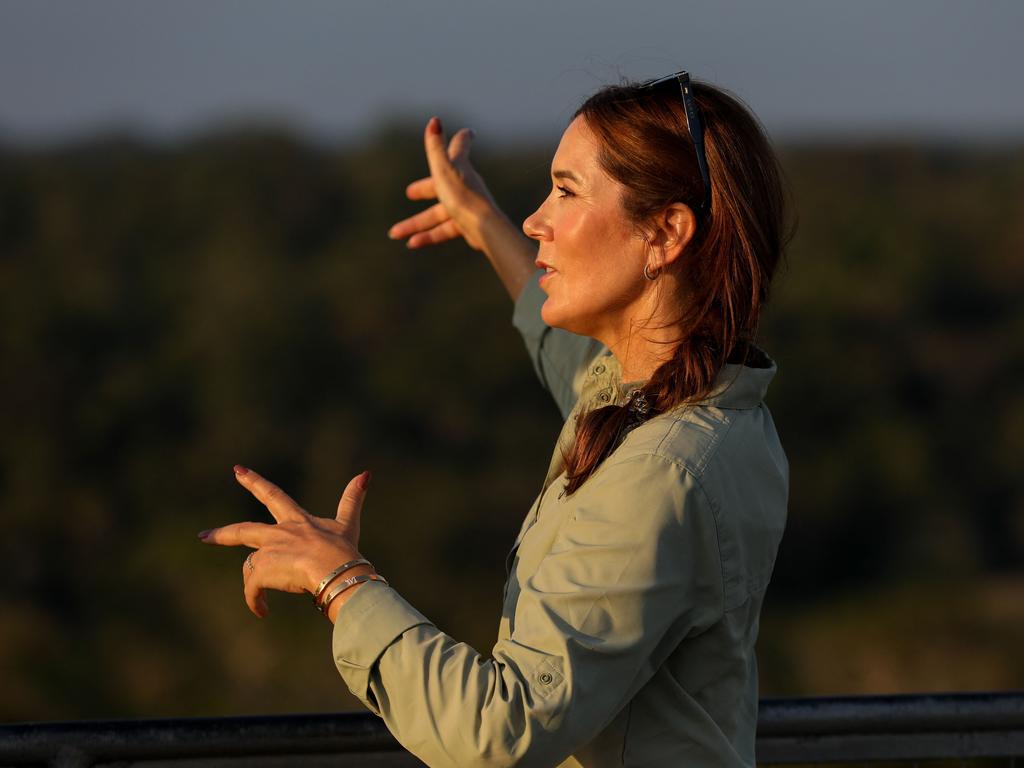 Mary gestures as she takes in the vast view from the observation tower at the MUSA. Picture: AFP