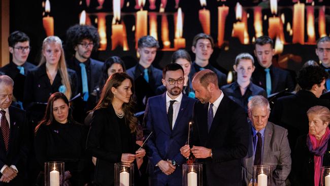 Catherine, Princess of Wales and Prince William, Prince of Wales light candles during a ceremony commemorating Holocaust Memorial Day in London. Picture:Getty Images