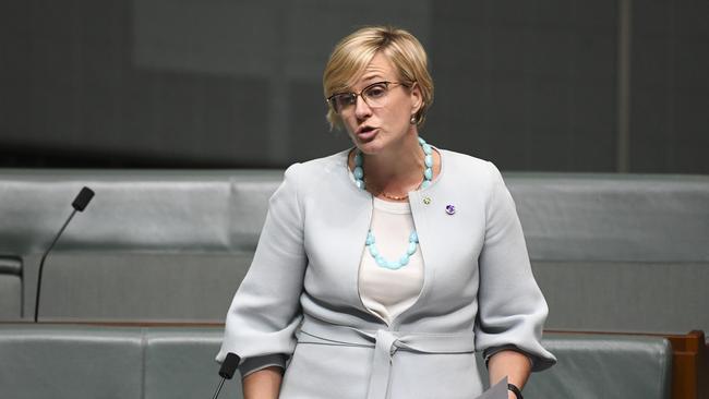 Independent MP Zali Steggall speaks during House of Representatives Question Time at Parliament House in Canberra, Monday, February 24, 2020. (AAP Image/Lukas Coch)