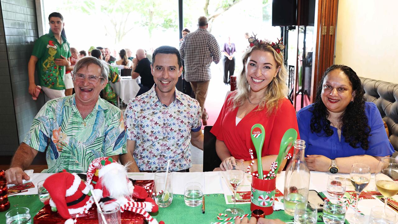 Tony Nastasi, Matthew Calanna, Gina Hogan and Leena Singh at the Trinity Advisory fundraising lunch at Little Sister restaurant. Picture: Brendan Radke