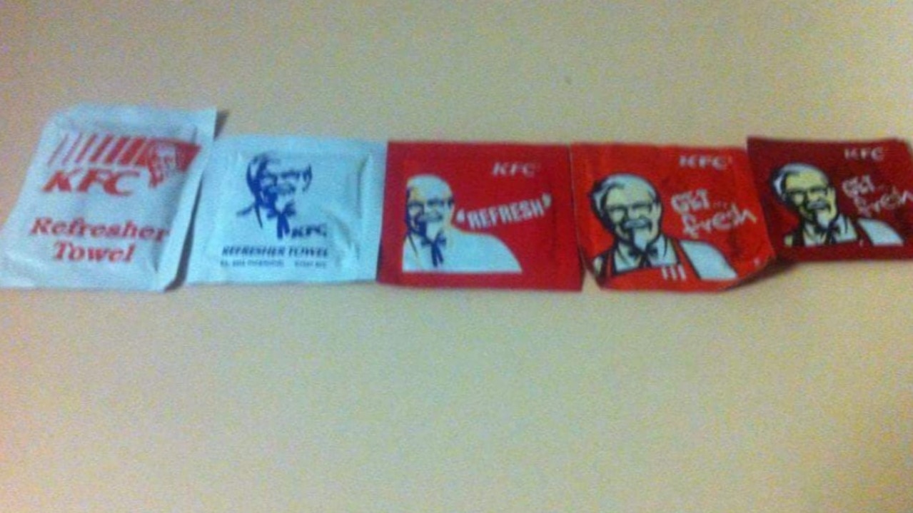 KFC wet wipes have shrunk over time. Picture: Facebook.