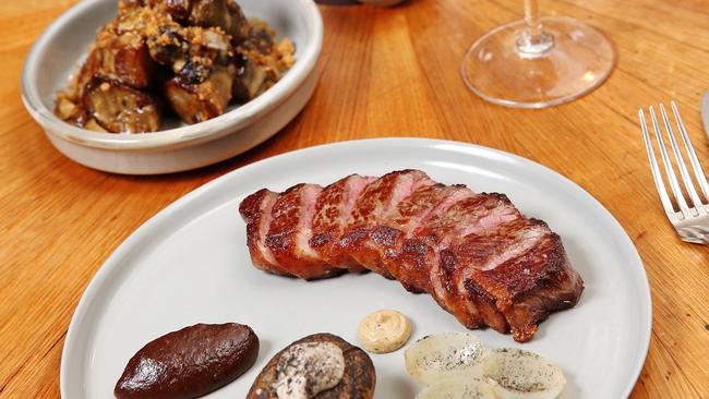 The beef striploin with side dish of Jerusalem artichokes.