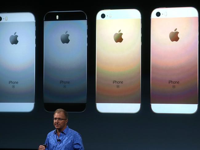 Unveiling ... Apple VP Greg Joswiak announces the new iPhone SE. Picture: Justin Sullivan/Getty Images/AFP