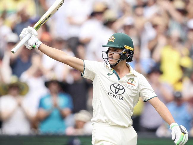 Steve Waugh said media ‘drank the kool-aid’ about Sam Konstas after his impressive debut half century against India. Picture: Martin KEEP / AFP