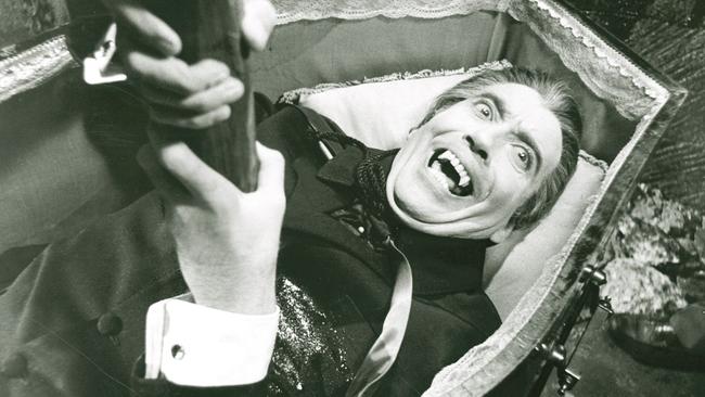 thistory desk. Caption: Christopher Lee as Dracula in the Hammer Horror Film Dracula Has Risen from the Grave in 1968. Copyright Hammer Films and Warner Home Video. Must credit film in caption. Picture: Supplied