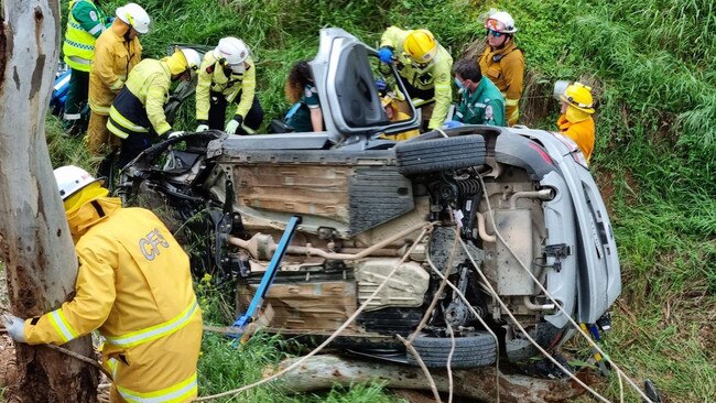 A driver who crashed down a 15m embankment at Lower Light suffered non-life threatening injuries. Picture: SA Police