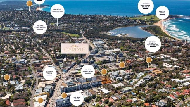 Where The Carlyle development fits into the Dee Why city centre.