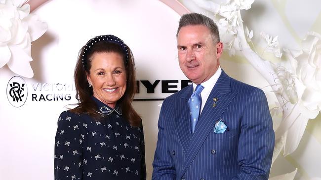 MELBOURNE, AUSTRALIA – SEPTEMBER 12: Amanda Elliott VRC Chairman (L) and Neil Wilson VRC CEO attend the Myer Spring Fashion Lunch at Flemington Racecourse on September 12, 2019 in Melbourne, Australia. (Photo by Kelly Defina/Getty Images,)