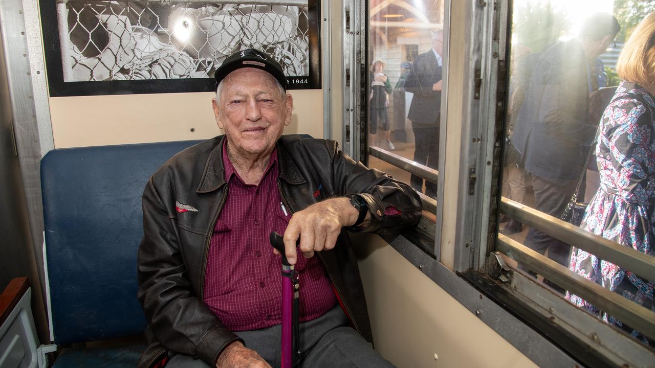 Clive Berghofer on the "Pride of Toowoomba" steam train as it left the Drayton platform for it's inaugural journey from Drayton to Wyreema. Saturday May 18th, 2024 Picture: Bev Lacey