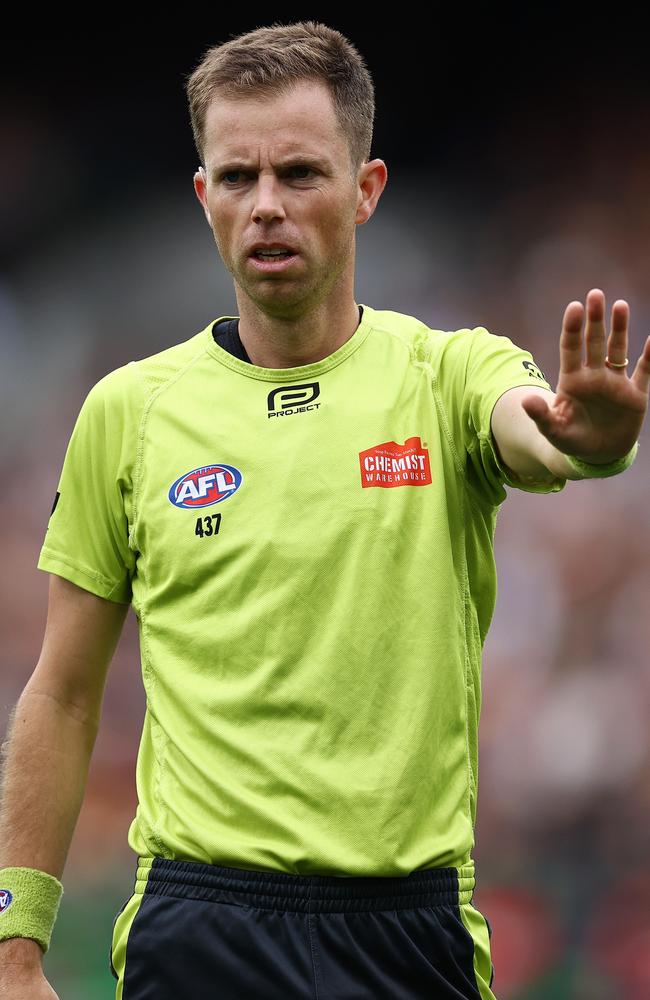 AFL umpire Leigh Haussen has been suspended for an inappropriate costume at the umpires’ end-of-season function. Picture: Michael Klein