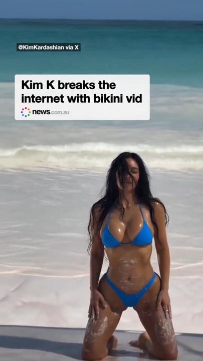 Kim K breaks the internet with bikini vid