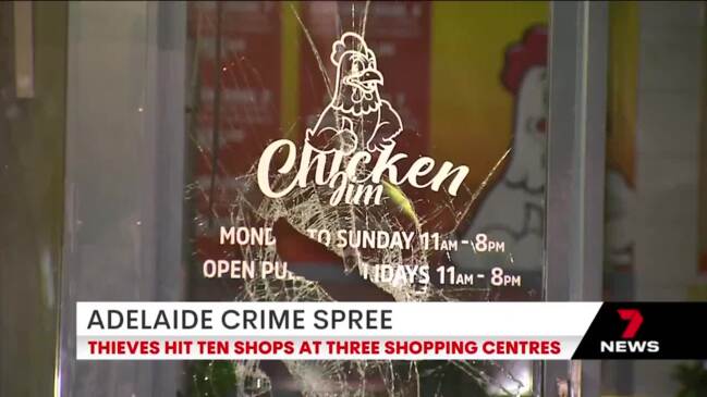 10 stores targeted in overnight crime spree (7NEWS)