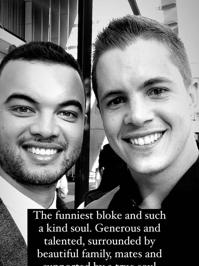 Guy Sebastian’s tribute to Johnny Ruffo. Picture: Instagram/ Guy Sebastian