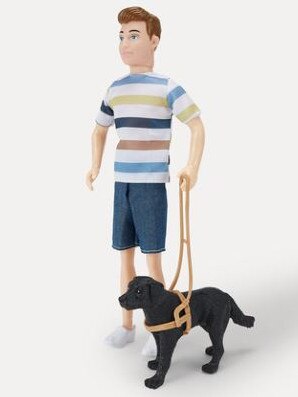 The dolls have been designed with advice from Guide Dogs Australia. Pictured is ‘Luke and Guide Dog’. Picture: Supplied