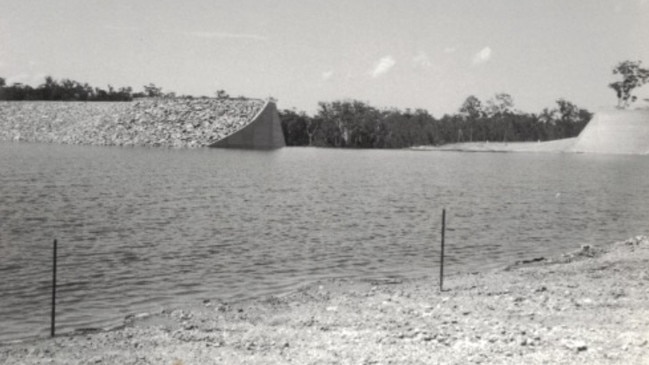 Lenthals Dam filled for the first time, 1985. A landmark moment as Lenthals Dam reaches full capacity for the first time. Source: Fraser Coast Library Collection