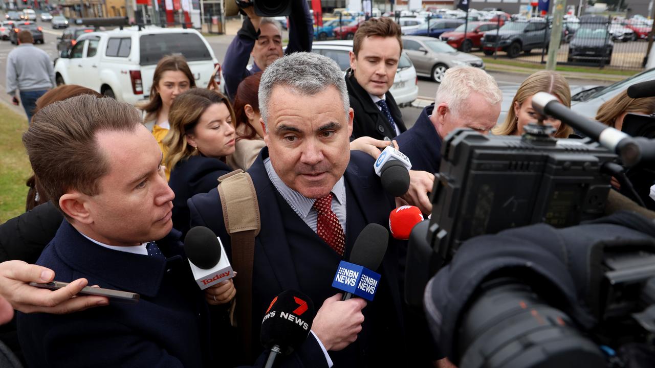 Mr Button’s lawyer Chris O'Brien leaves Cessnock Local Court. Picture: NCA NewsWire / Damian Shaw