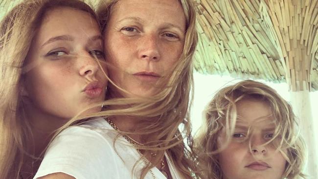 Gwyneth Paltrow with children Apple and Moses.