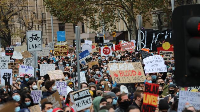 The Black Lives Matter protest in Melbourne. Picture: Alex Coppel.