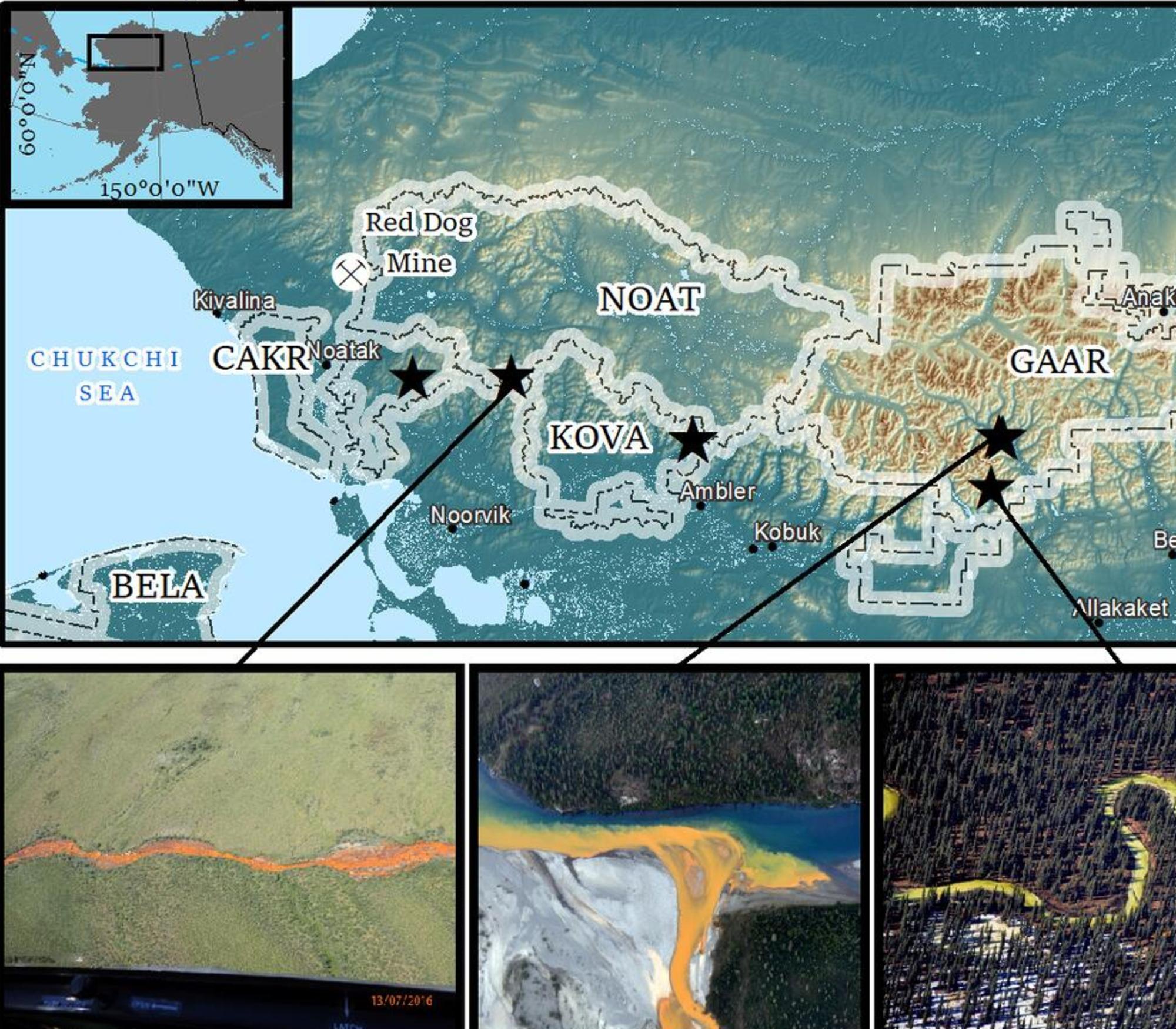 Where the orange waterways are located in the Artic region. Picture: Joshua Koch, USGS