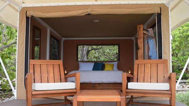 One of the nine “reef safari” tents on Wilson Island.