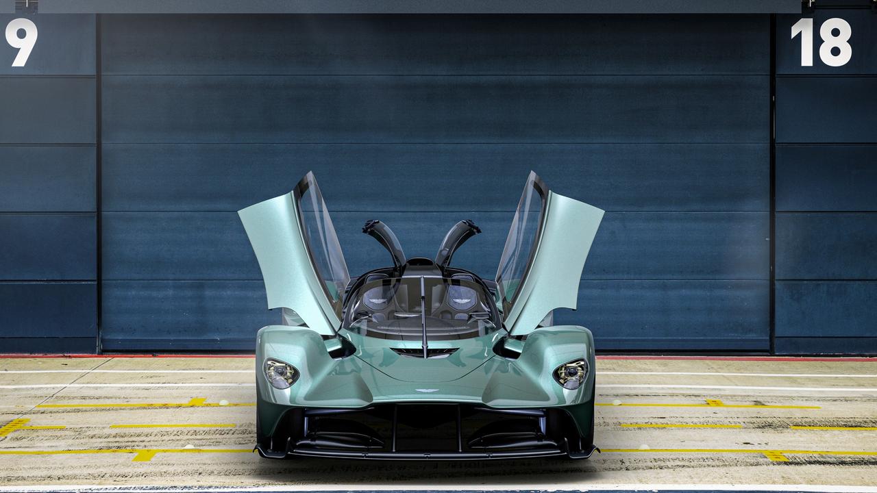 Wild aerodynamic features add to the Aston Martin Valkyrie Spider’s striking looks.