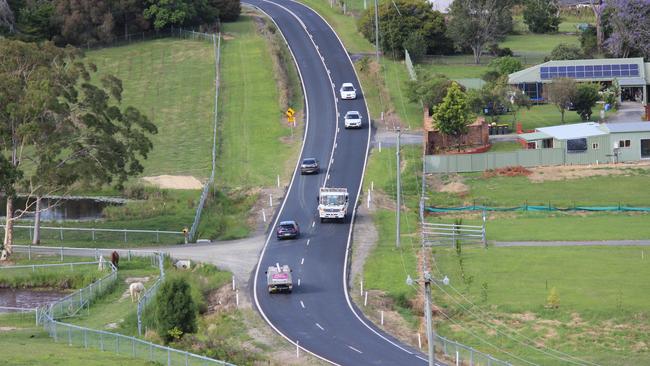 This stretch of Coramba Road approaching the Coffs Harbour Lawn Cemetery in Karangi has become notorious for single vehicle crashes in the wet. There have been at least six since September 2019. Photo: Tim Jarrett