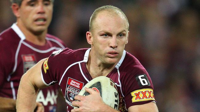 BRISBANE, AUSTRALIA — MAY 25: Maroons captain Darren Lockyer runs the ball during game one of the ARL State of Origin series between the Queensland Maroons and the New South Wales Blues at Suncorp Stadium on May 25, 2011 in Brisbane, Australia. (Photo by Cameron Spencer/Getty Images)