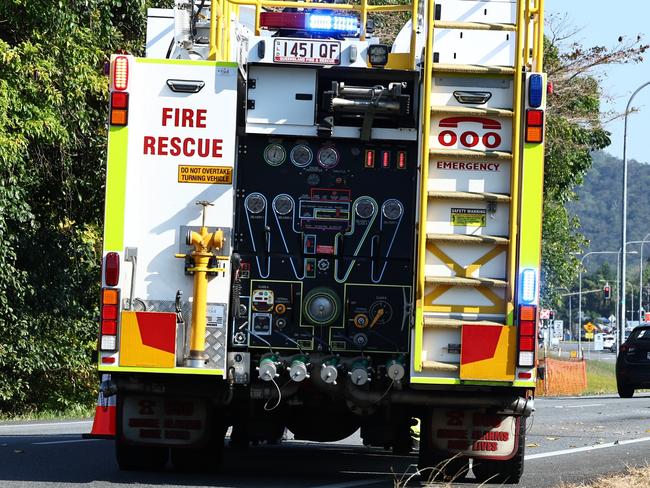 Scene of a multiple vehicle crash involving eight cars on the Bruce Highway at Edmonton. Queensland police, ambulance and fire department personnel all attended the incedent, but no one was seriously injured. Picture: Brendan Radke