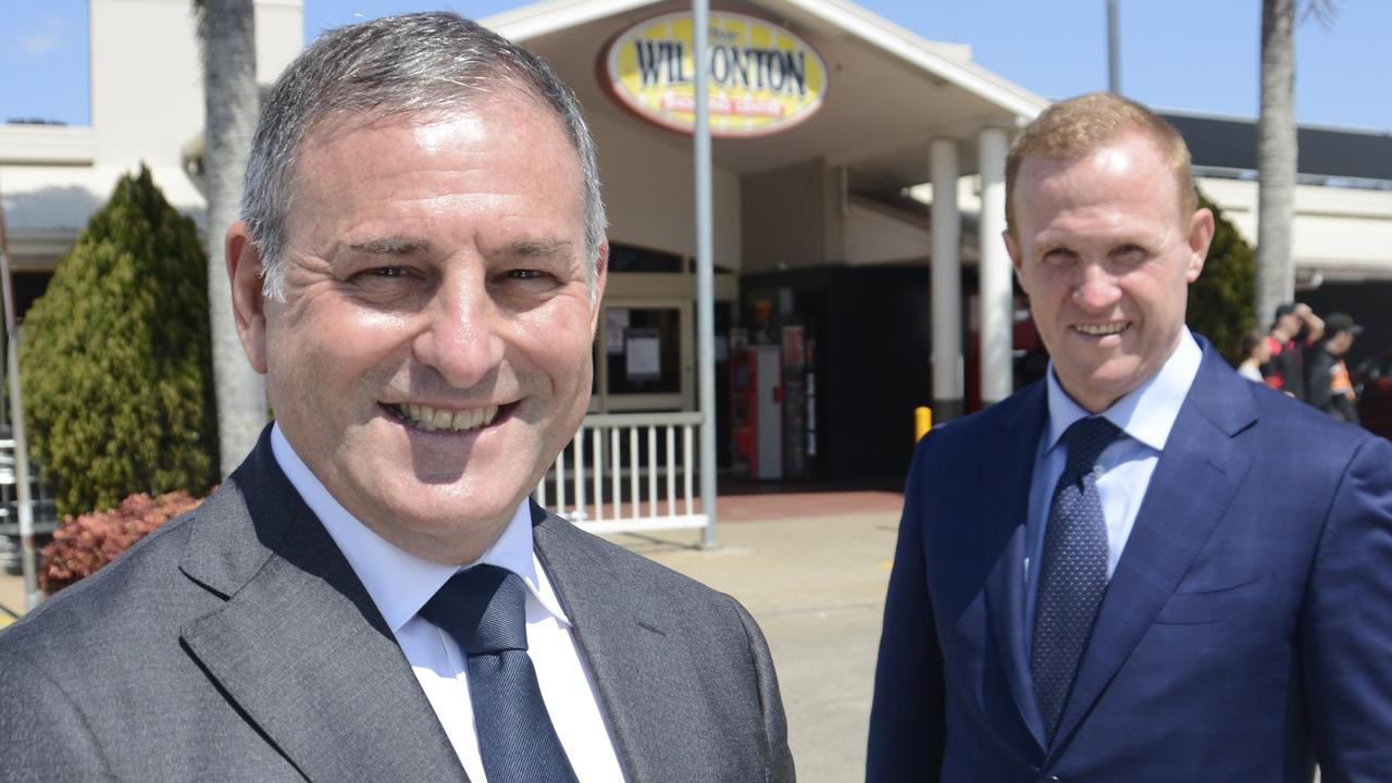 BIG RENO: Consolidated Properties Group executive chairman Don O'Rorke (left) and retail executive director Craig O'Donnell, after buying the Wilsonton Shopping Centre in 2019.