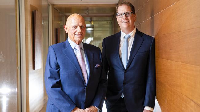 Chairman of Premier Investments, Solomon Lew, with Premier Retail CEO Richard Murray. Picture: Aaron Francis