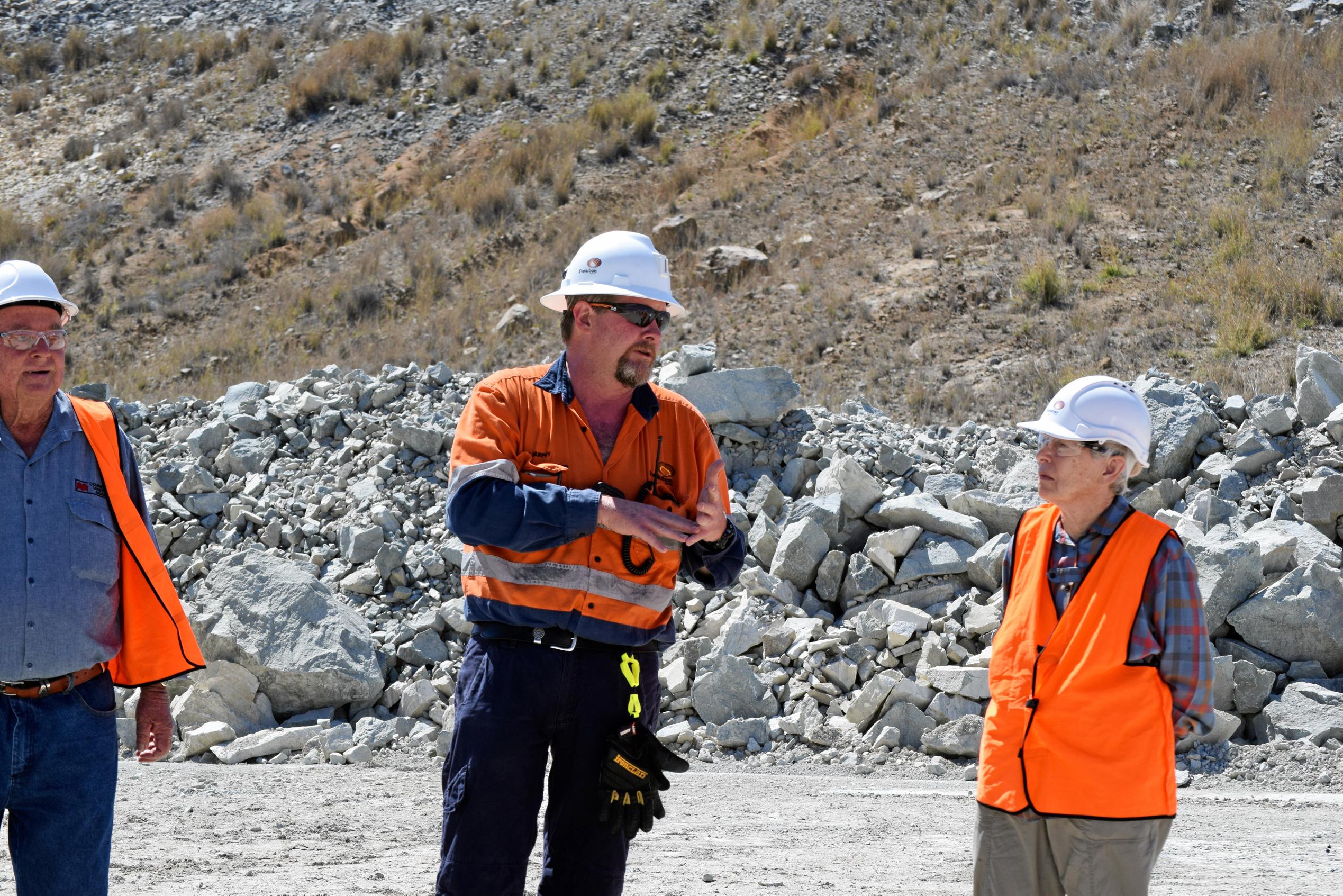 Tim Murphy speaks to people on the mine tour about the operation. Picture: Marissa Newman