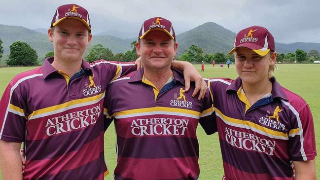 Angus (l), Ben (middle) and Finn (r) Vikionkorpi. Cricket Far North Atherton first grade. 2024. Source: Atherton Facebook