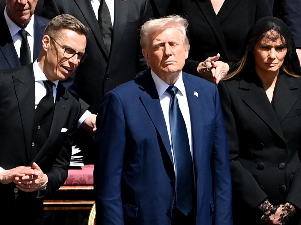 Finland's President Alexander Stubb speaks with US President Donald Trump and his wife Melania Trump. Picture: AFP