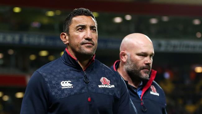 (L-R) Waratahs coach Daryl Gibson and assistant coach Cam Blades.