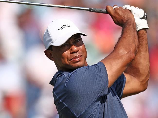 PINEHURST, NORTH CAROLINA - JUNE 14: Tiger Woods of the United States plays his shot from the 13th tee during the second round of the 124th U.S. Open at Pinehurst Resort on June 14, 2024 in Pinehurst, North Carolina.   Jared C. Tilton/Getty Images/AFP (Photo by Jared C. Tilton / GETTY IMAGES NORTH AMERICA / Getty Images via AFP)