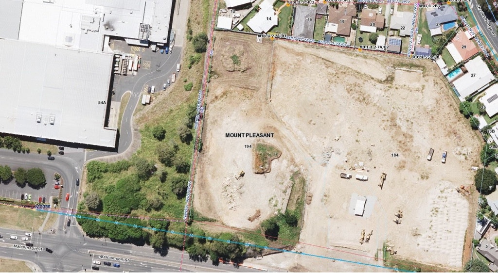 An aerial view of the development site.