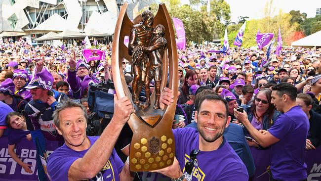 Cameron Smith and Craig Bellamy are both weighing up their Storm futures. Picture: Quinn Rooney/Getty Images